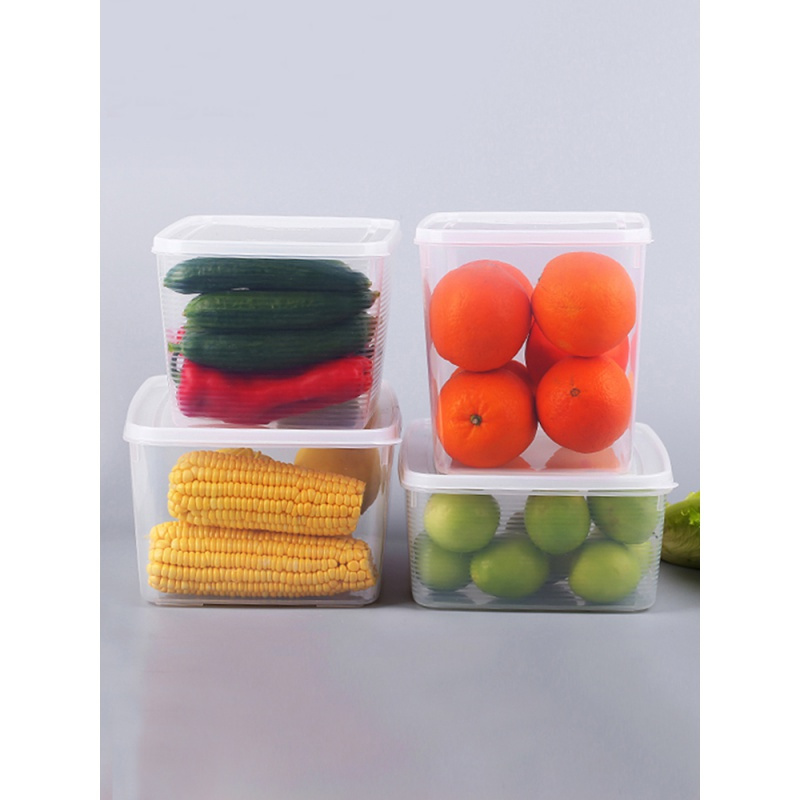 家柏饰(CORATED)厨房冰箱收纳盒保鲜盒密封盒子长方形塑料食品盒大容量饺子盒高清大图