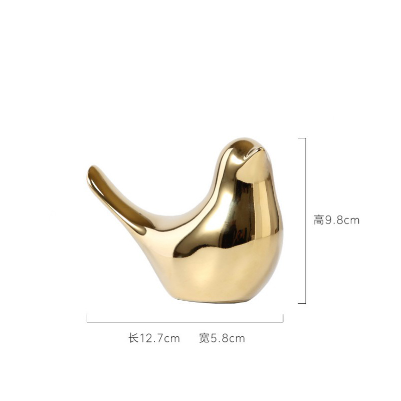 北欧现代轻奢简约风格样板房间书房陶瓷金色小鸟软装饰品创意摆件 三维工匠 大金鸟A高清大图