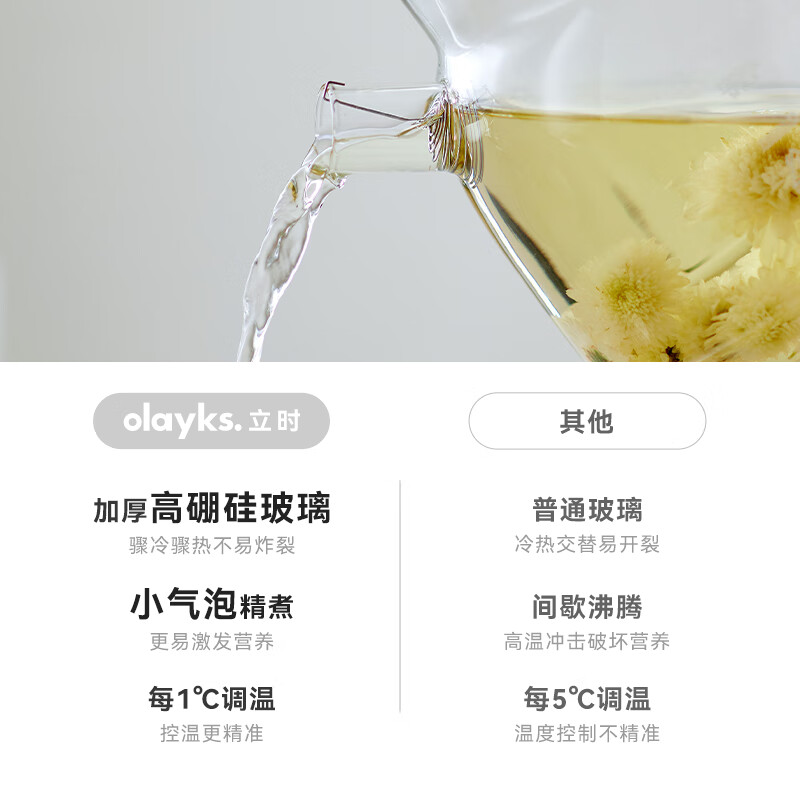 歐萊克 OLK-06-09 1L养生壶 煮茶壶 迷你办公室一人用全玻璃养生水壶高清大图
