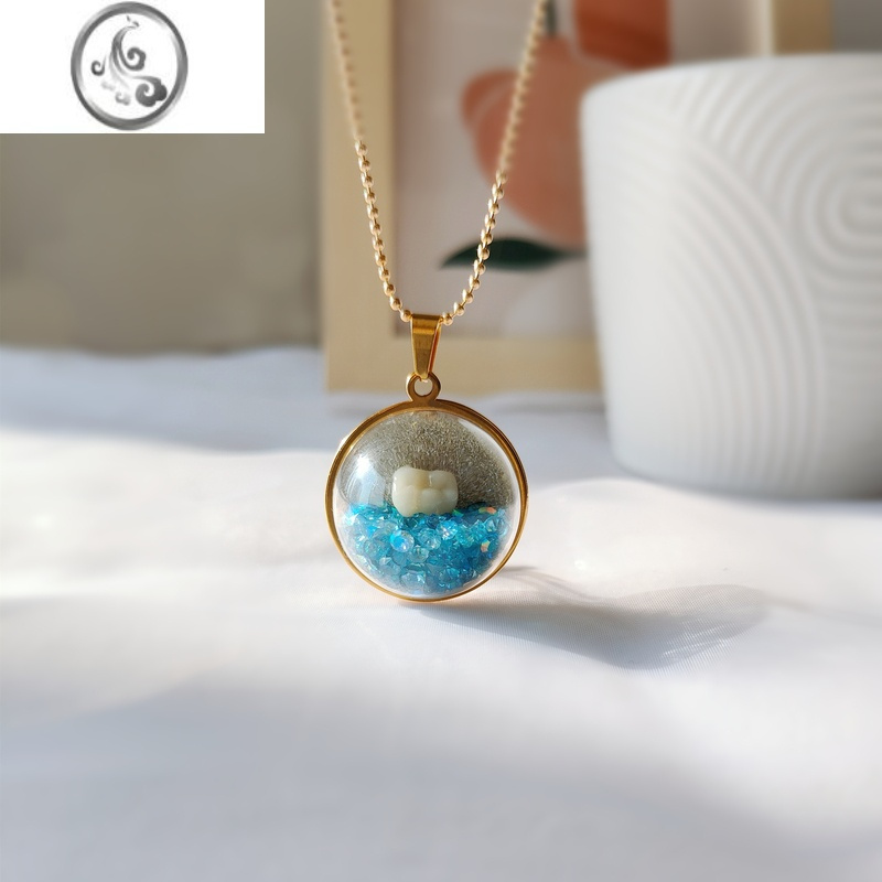 jimi智齿纪念吊坠项链饰品diy手工自制乳牙宠物毛发牙齿定制收藏礼物