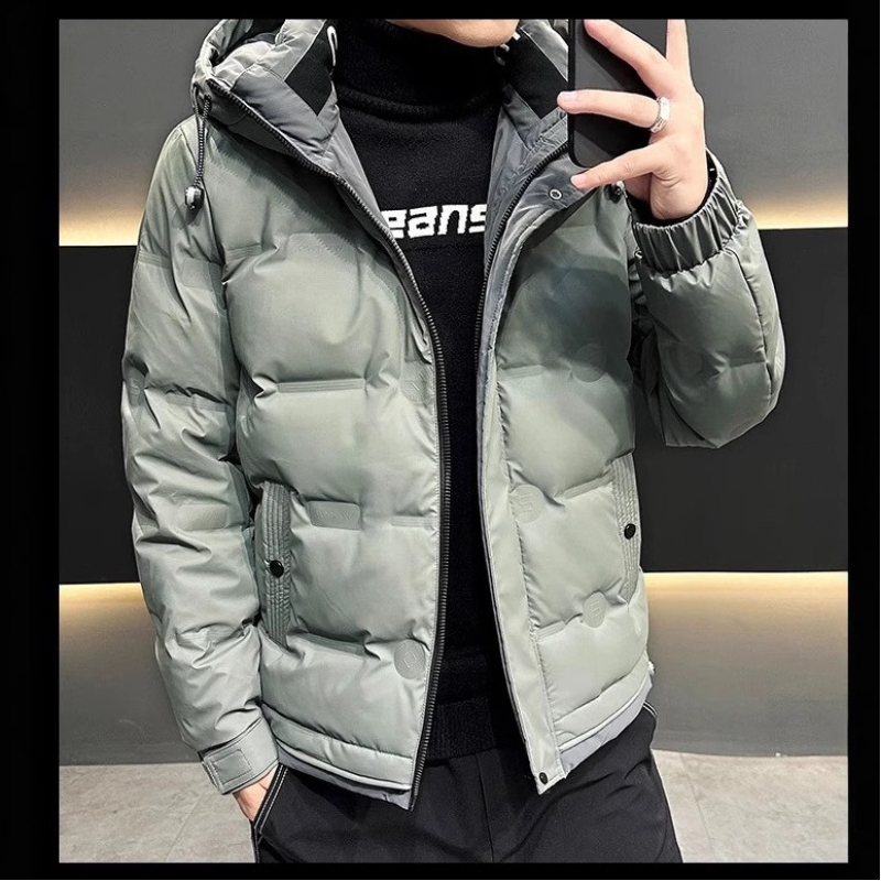 连帽羽绒服男短款冬季2024年新款潮牌男士休闲冬装加厚外套上衣服高清大图
