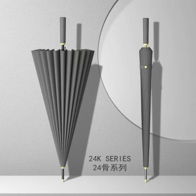 嘉创优品 长柄直杆伞 家用大号加固结实抗风暴雨专用伞 24骨手动 深空灰