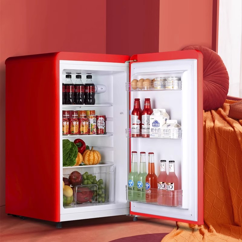 奥克斯复古冰箱迷你小型网红高颜值家用双门冰箱轻音节能冷藏冷冻 105升草莓红(单冷藏结构)高清大图