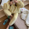 波迷娜(BOMINA)珊瑚绒服套装女冬季2021新款韩版加厚保暖长袖长裤睡衣两件套 粉色 均码