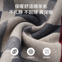 七匹狼围巾男冬季含羊毛高档礼盒百搭时尚送父亲格子保暖围脖男友