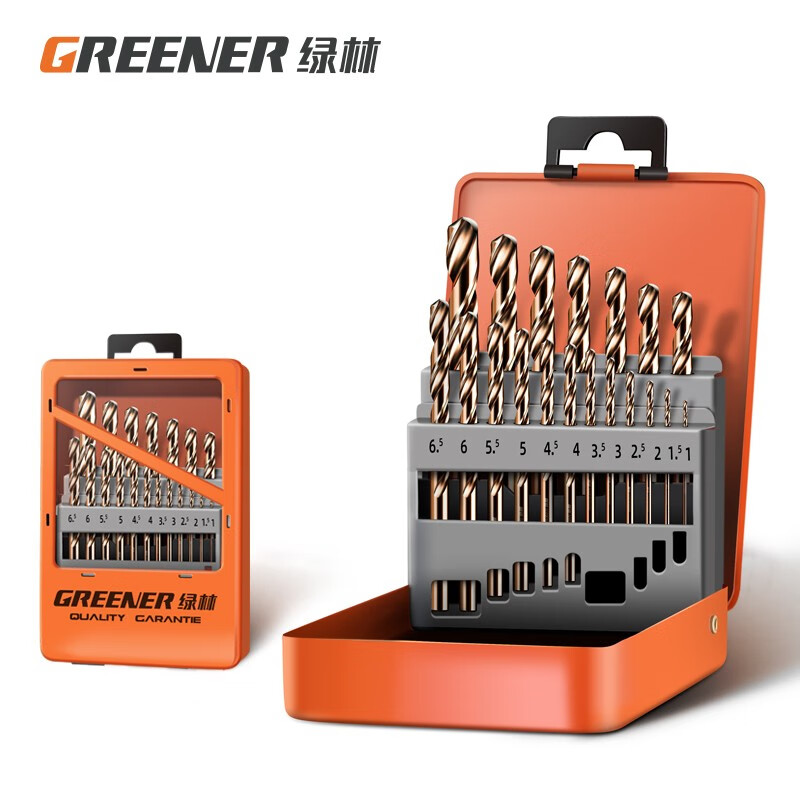 绿林 麻花钻头套装 【含钴高速钢】麻花钻19件套 单位:套