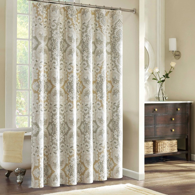 欧式复古浴帘防水加厚涤纶布洗澡间淋浴窗帘子浴室隔断帘三维工匠