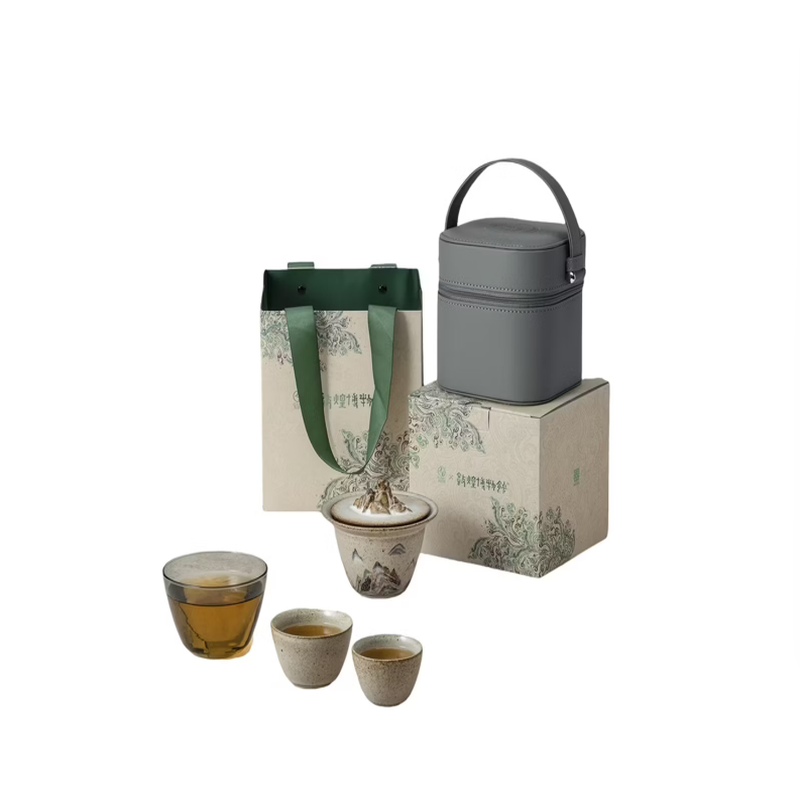 万仟堂(Edenus)旅行茶具 户外便携茶具套装带包 高档陶瓷礼盒敦煌联名 越过山丘