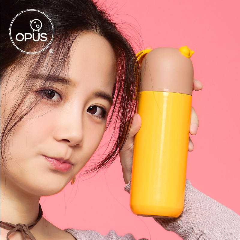 opus保温杯女学生韩版清新文艺水杯便携迷你可爱不锈钢水壶杯 芒果猫300ml