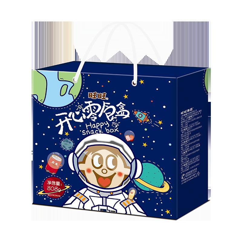 旺旺开心零食礼盒318g+490ml (旺仔QQ糖+旺仔牛奶+内赠儿童牵引包1只)