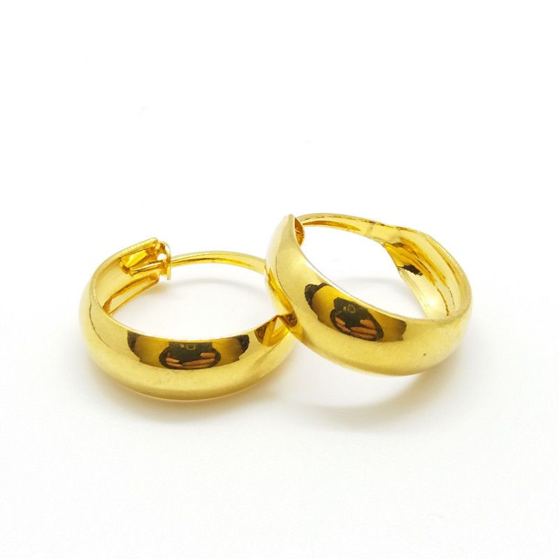 中老年复古镀金耳环沙金耳环送妈妈奶奶长辈耳圈耳坠饰品礼物光面耳环