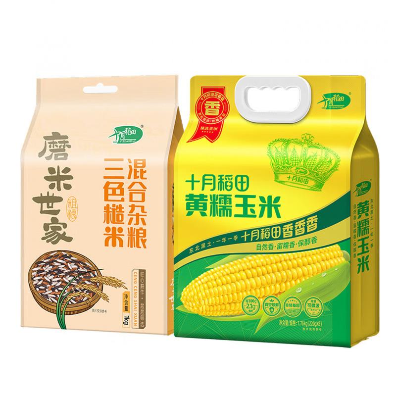 十月稻田dkh十月稻田 三色糙米1kg+黄糯玉米1.76kg高清大图
