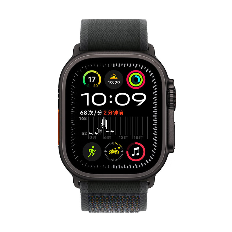 Apple Watch Ultra 2 智能手表GPS蜂窝款49毫米黑色钛金属表壳 黑色表带M/L MXDR3CH/B