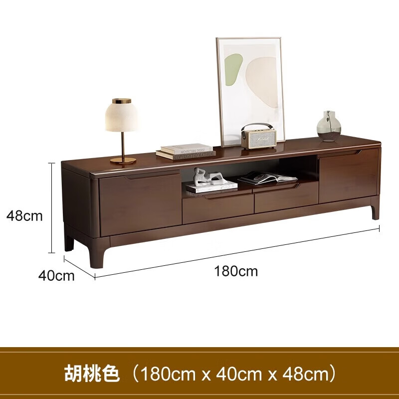 锦北现代简约电视柜小户型多尺寸家用电视柜 胡桃色1800*400*480mm高清大图
