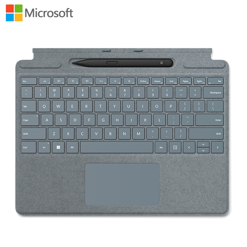 微软 Surface Pro专业键盘盖+超薄触控笔2 适用Pro11 /Pro10 /Pro 9 /Pro8 /X冰晶蓝