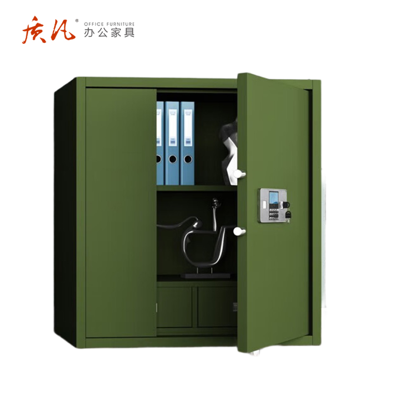 质凡 军绿色保密柜/分双节上电子锁 /ZF-BMG012/900*420*900mm高清大图