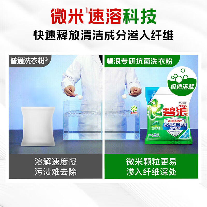 宝洁(P&G)洗衣粉碧浪去渍无磷型洗衣粉自然清新250克*16袋一箱装高清大图