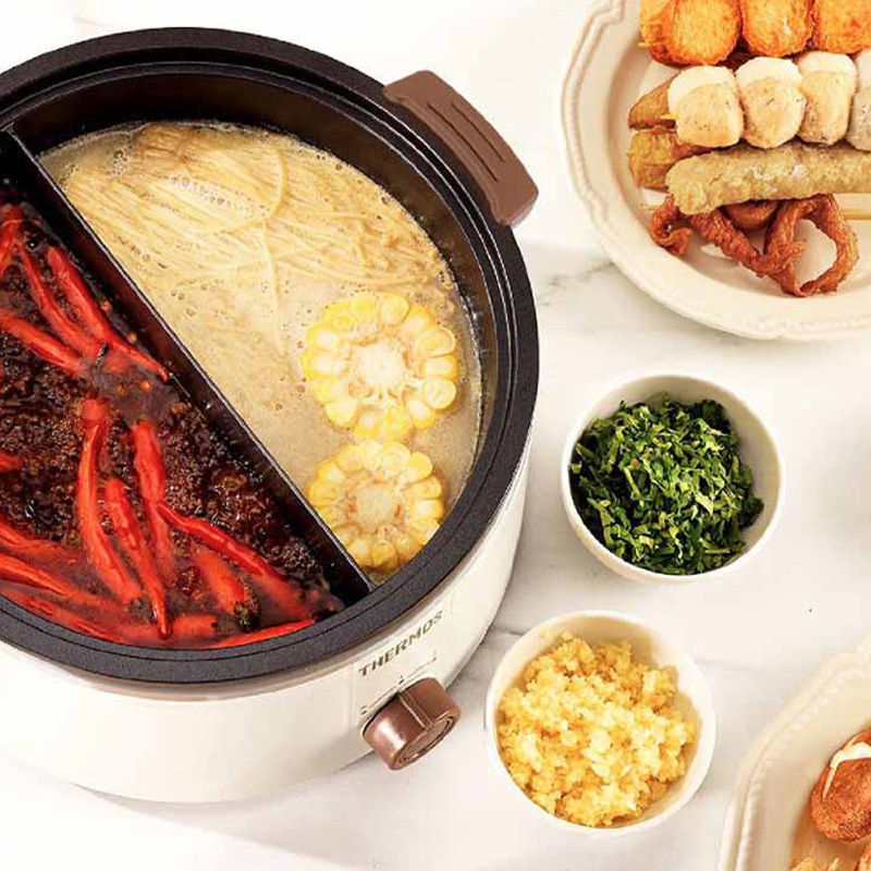 膳魔師电火锅3L多功能鸳鸯锅白色EHA-4336A高清大图