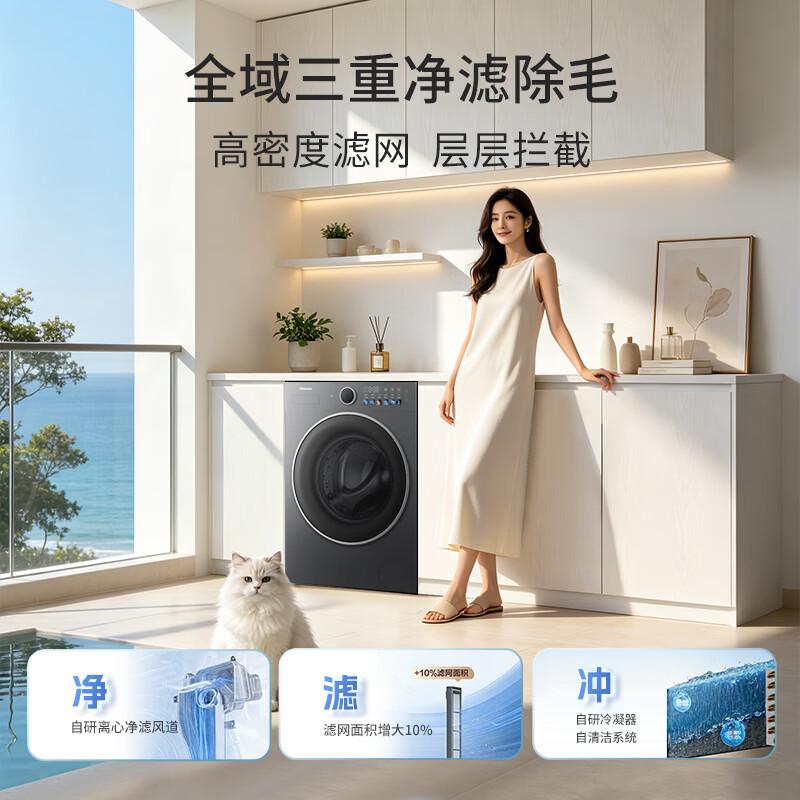 海信洗衣机大薄荷2.0E3S滚筒全自动热泵洗烘一体12KG三变频高洗净比 WH120E3S高清大图