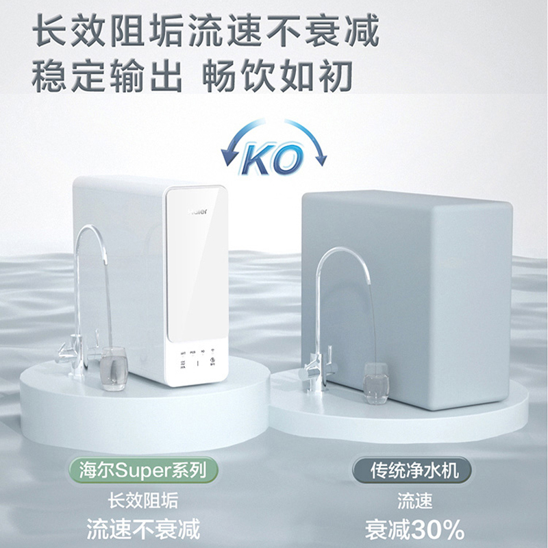 海尔(Haier) 净水器家用净水机1000G大通量直饮机RO反渗透纯水机 厨下式HRO10H06-2U1