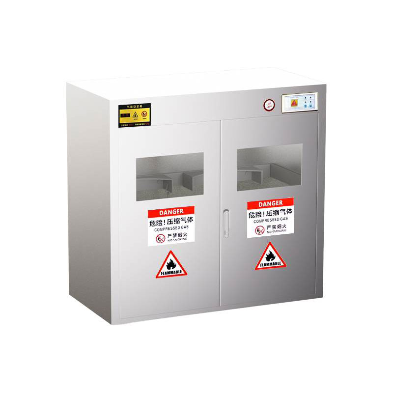 不锈钢气瓶柜 304矮双瓶液化气报警高清大图