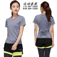 川崎(KAWASAKI) 羽毛球服 女款跑步健身圆领运动T恤上衣短袖套装 RST-T2002