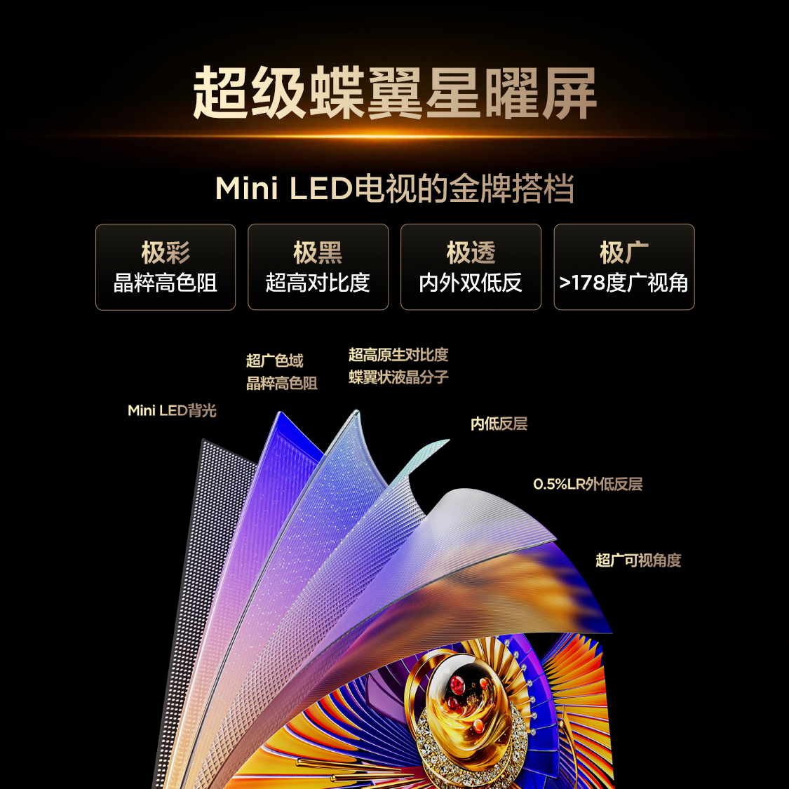 TCL电视 75Q9M Pro 75英寸 SQD-Mini LED 100%全局高色域 超级蝶翼星曜屏 万象分区高清大图