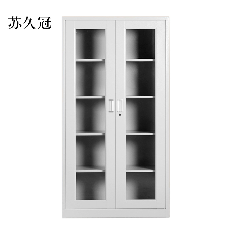 苏久冠钢制文件柜资料柜档案柜财务凭证柜带锁储物柜铁皮柜书柜通玻对开门文件柜