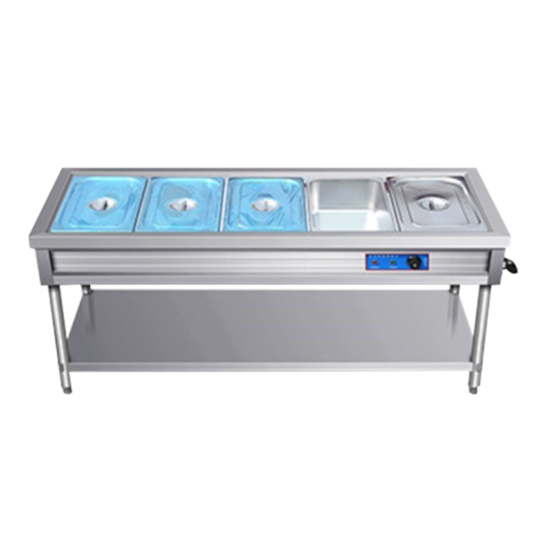 忠伟sft2饭店快餐店保温餐台商用不锈钢保温售饭台5格5盒1800700800mm