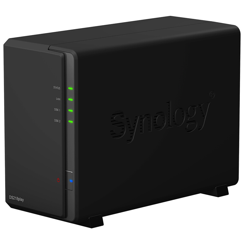 群晖(Synology)DS218play 2盘位网络存储服务器 (无内置硬盘 )不规则体SATA接端口支持NAS盘红盘