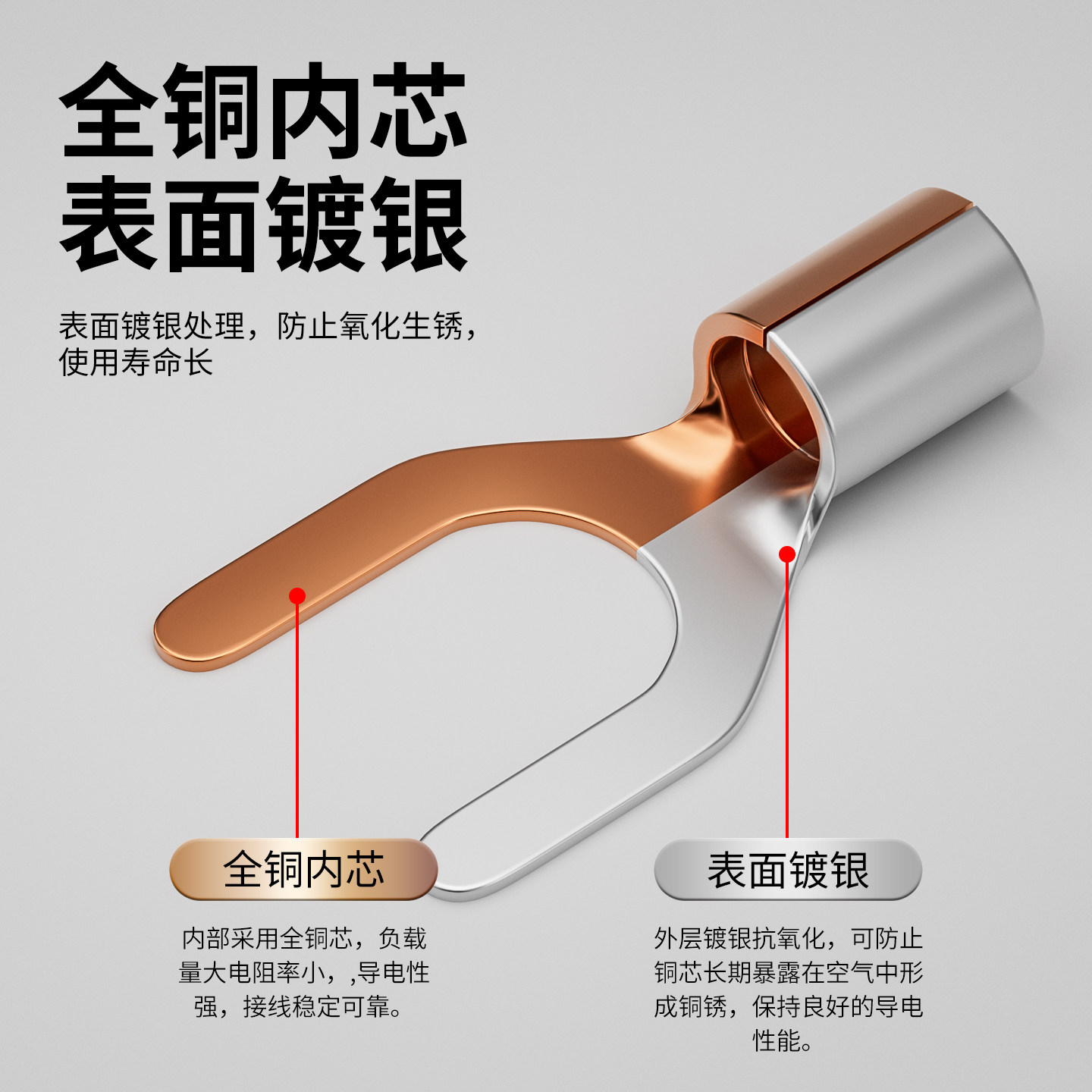 UT叉型接线端子UT6-12黄铜镀银(100只)高清大图