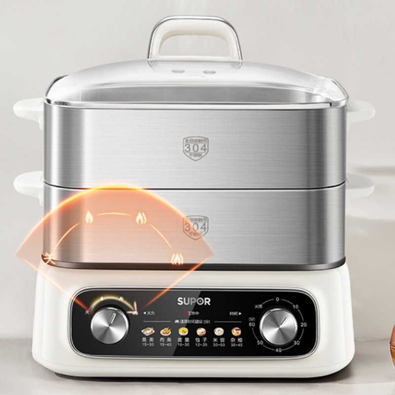 苏泊尔SUPOR三层多功能电蒸锅 ZN30FK69 不锈钢材质 三档旋钮控制 预约蒸煮高清大图