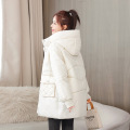 女棉服 冬季外套中长款厚棉袄2024年新款潮连帽女装棉衣时尚外套 XL 白色