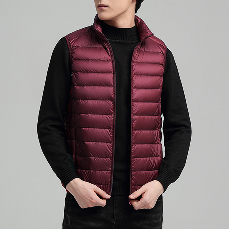 啄木鸟轻薄羽绒服马甲男士冬季2025新款白鸭绒立领保暖坎肩背心5高清大图