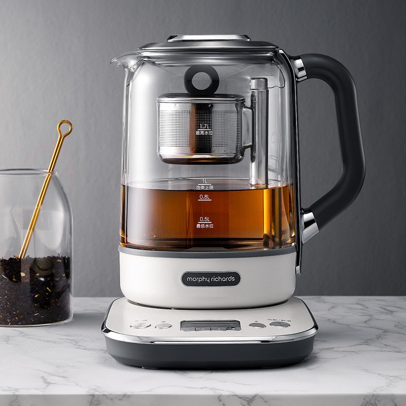摩飞电器(MORPHY RICHARDS) 多功能升降煮茶器办公室全自动养生壶家用大容量花茶壶MR6088椰奶白高清大图