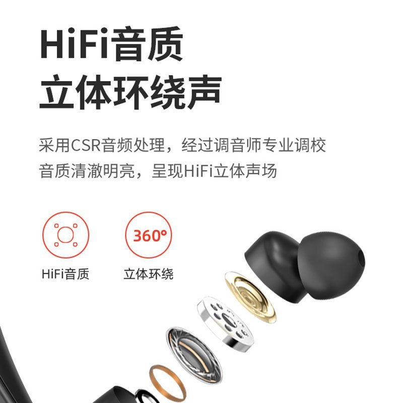 纽曼 C30 黑色 运动无线蓝牙耳机防掉挂耳式挂脖式跑步健身专用防汗防水男女双耳入耳超长待机续航华为oppo小米安卓通