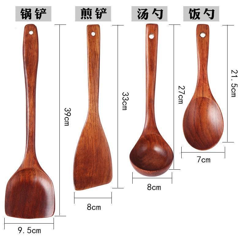 可高温长柄木铲子炒菜锅铲实木家用不粘锅饭铲汤勺木勺子套装厨具 敬平 锅铲+汤勺图片