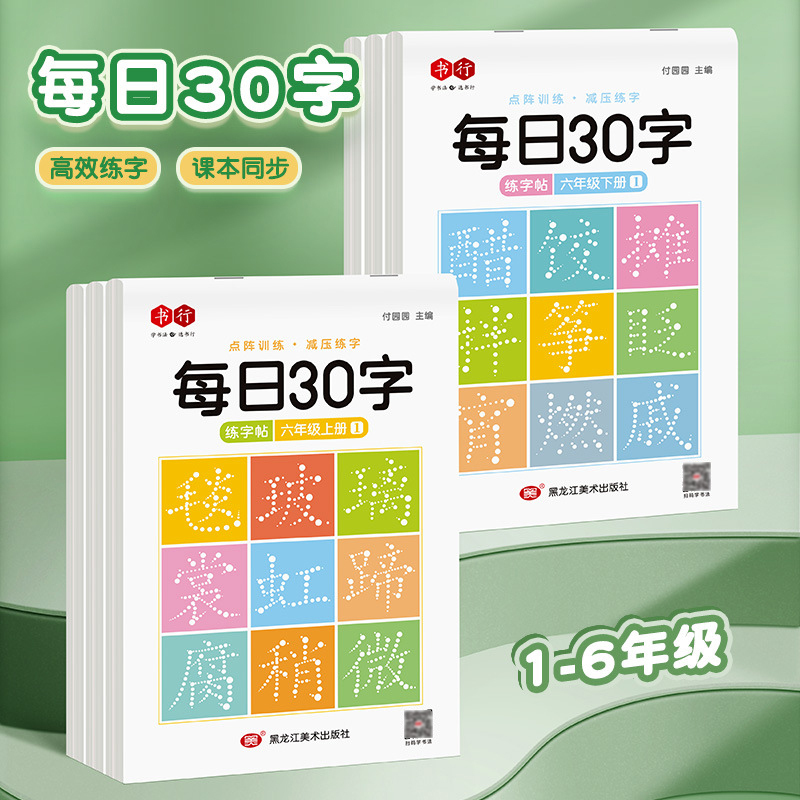 五年级下册3本 [正版]减压同步字帖每日30字一年级字帖上下册语文雷射同步练字帖二三年级人教版小学生每日一练钢笔临摹描红