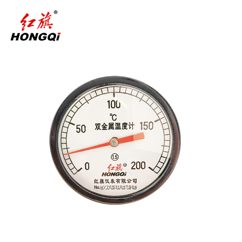红旗 双金属温度表 WSS401 0-200度 杆长100MM 块高清大图