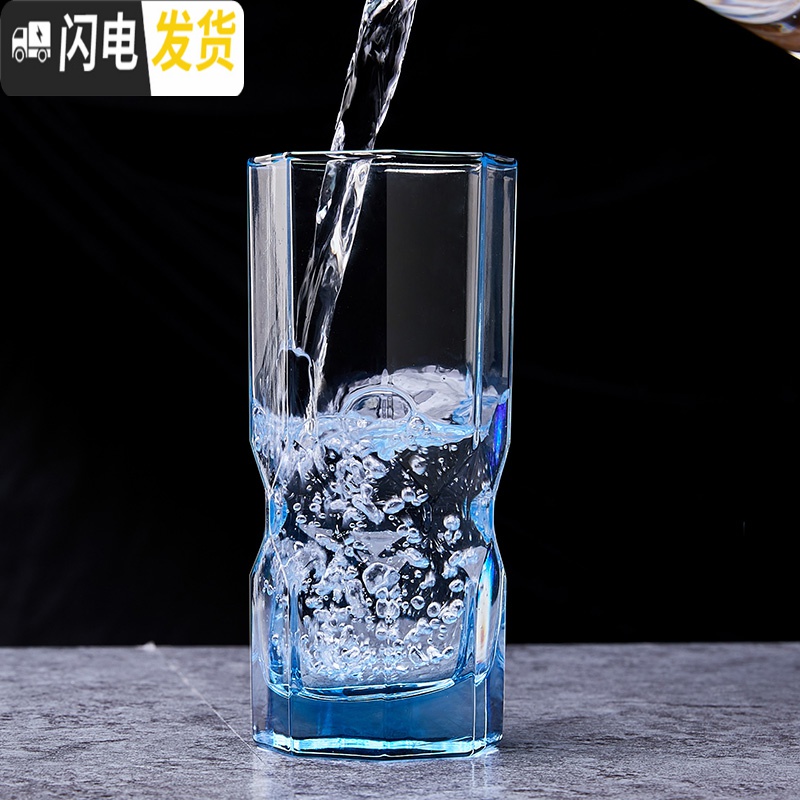 三维工匠欧式家用玻璃杯耐热彩色玻璃水杯套装果汁杯泡茶杯创意喝水杯子高清大图