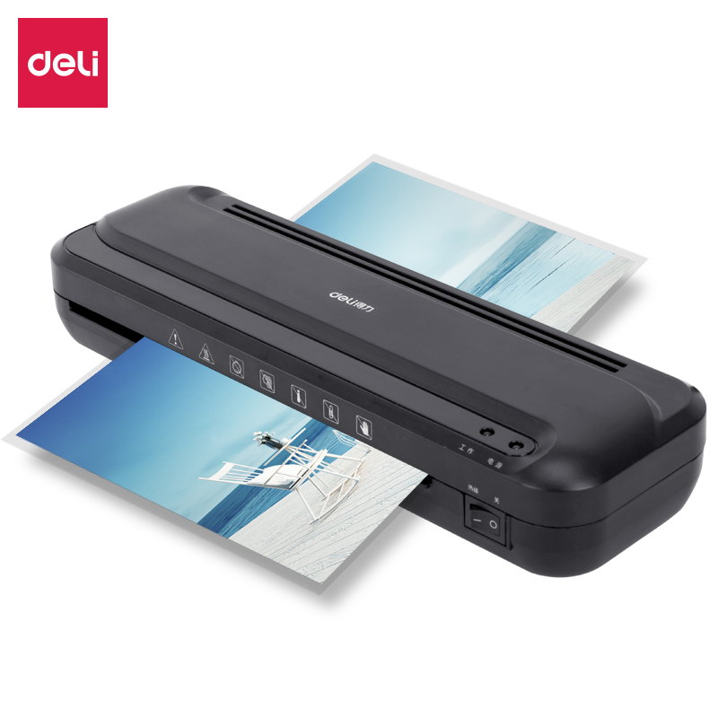 得力deli 33939覆膜机/塑封机 黑色 A4 办公商品过塑机 家用压膜机 自动相片过胶机 办公家用商用塑机