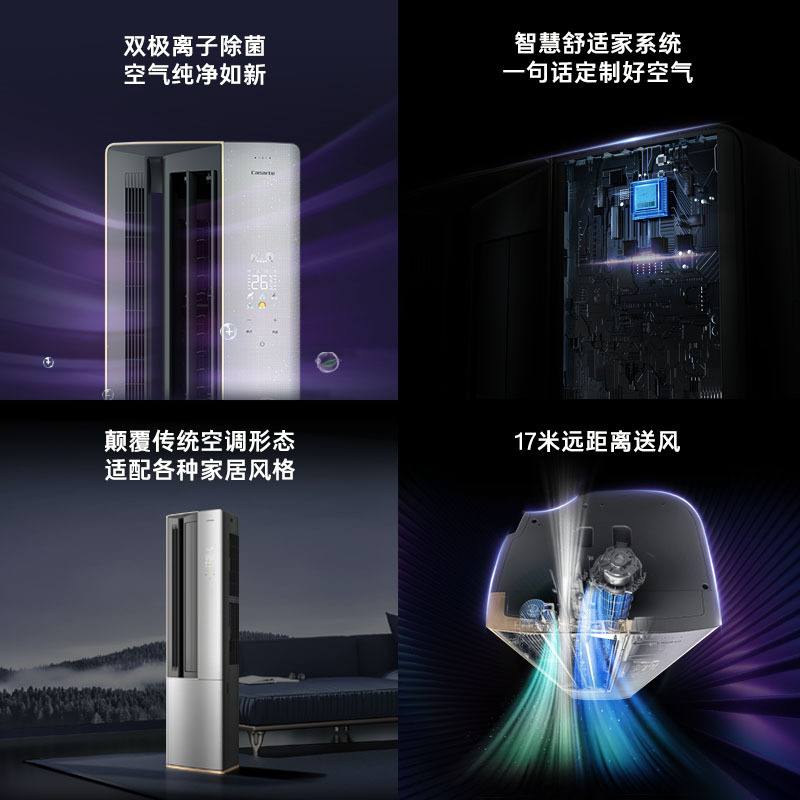 [轻奢空调]卡萨帝(Casarte)3匹 复合软风新1级 家用柜机空调CAP7216BAB(81)VU1套机