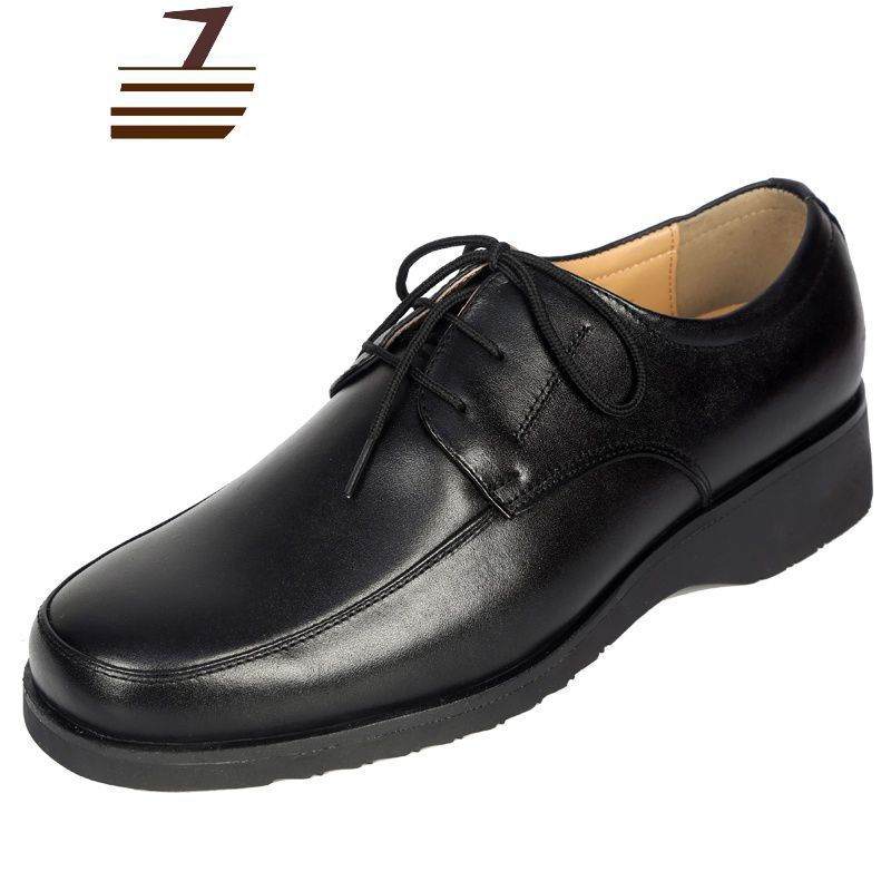 尗卡男士低帮皮鞋男商务正装黑色系带皮鞋厚跟休闲鞋