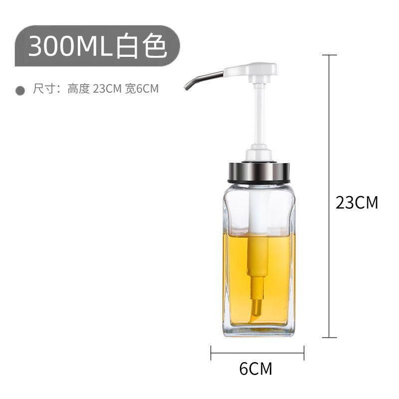 日式蜂蜜按压瓶分装瓶方便倒挤压瓶压嘴家用密封玻璃罐蜂蜜挤压罐 方形按压瓶白色(300ml)