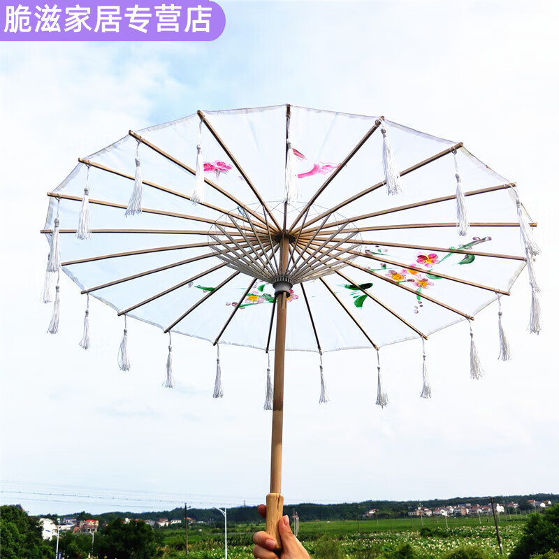 油纸伞女古风舞蹈走秀演出古装伞汉服花伞流苏伞防雨防晒儿童高清大图
