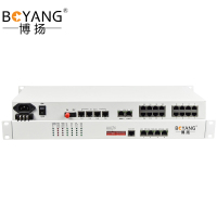 博扬 综合业务电话光端机 8路E1+16路电话+4路百兆以太网 单纤60km 机架式单电源 1对价BY-16P8E4FE