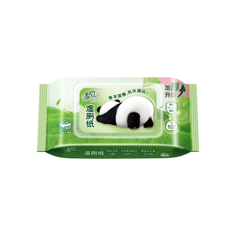 清风草本1层湿厕纸 40片6包一箱 BWB40WE6X