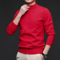 秋冬季新款羊毛衫男半高领加厚保暖可机洗打底男士针织衫 4XL 大红