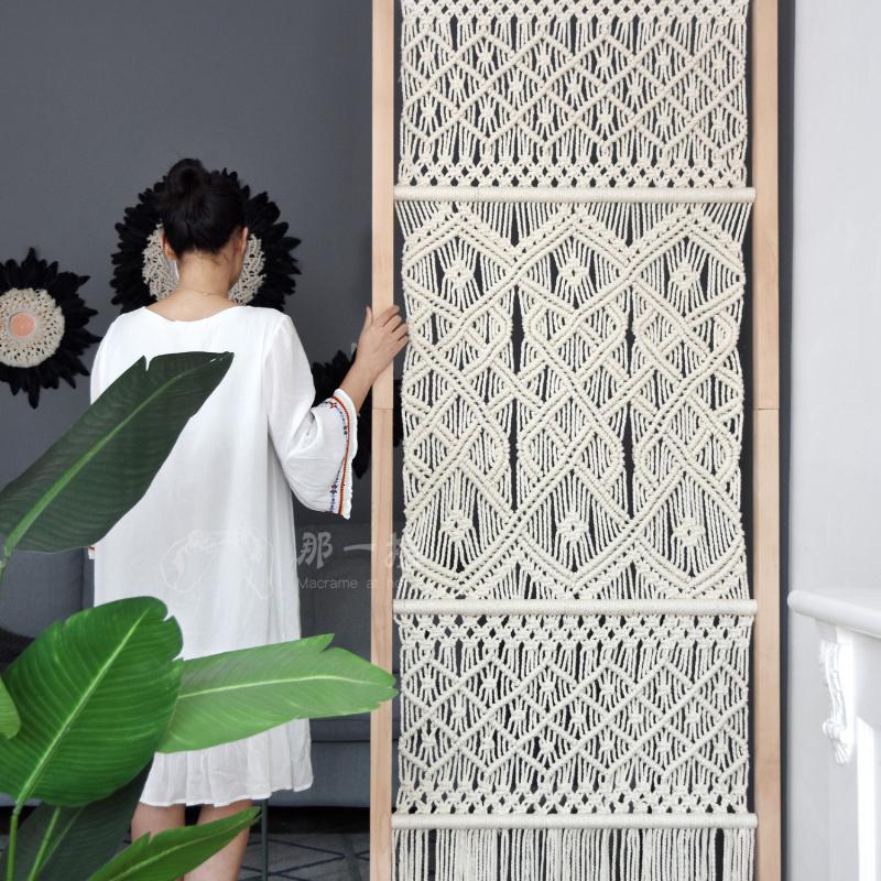 BONJEAN波西米亚手工编织实木屏风隔断玄关客厅遮挡家用装饰镂空半透座屏高清大图