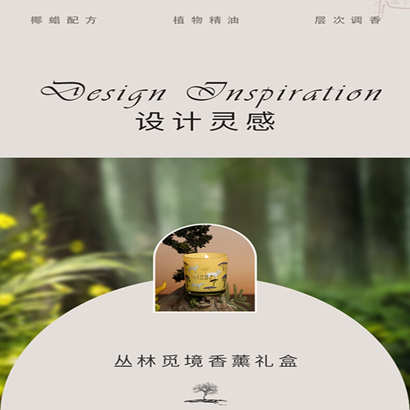 美通香薰-丛林觅境 礼盒( 丛林觅境 复苏:香薰蜡烛65g、无火香薰40ml)高清大图
